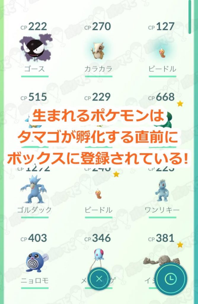孵化する前にポケモンボックスに