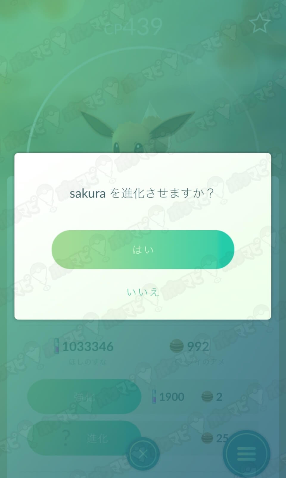 ポケモンgo イーブイの名前をsakuraに変更するとエーフィに Tamaoにするとブラッキーに進化先を指定できるよ