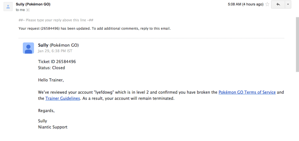 ポケモンgo ナイアンティックからアカウント利用停止メールが 別アカウントと混同