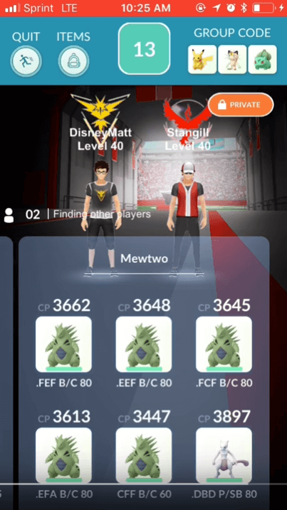 ポケモンgo ミュウツーデュオレイド動画 霧ブースト時に2人で撃破したトレーナー出現