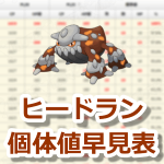 【ポケモンGO】ヒードランの個体値・CP早見表【レイドバトル】