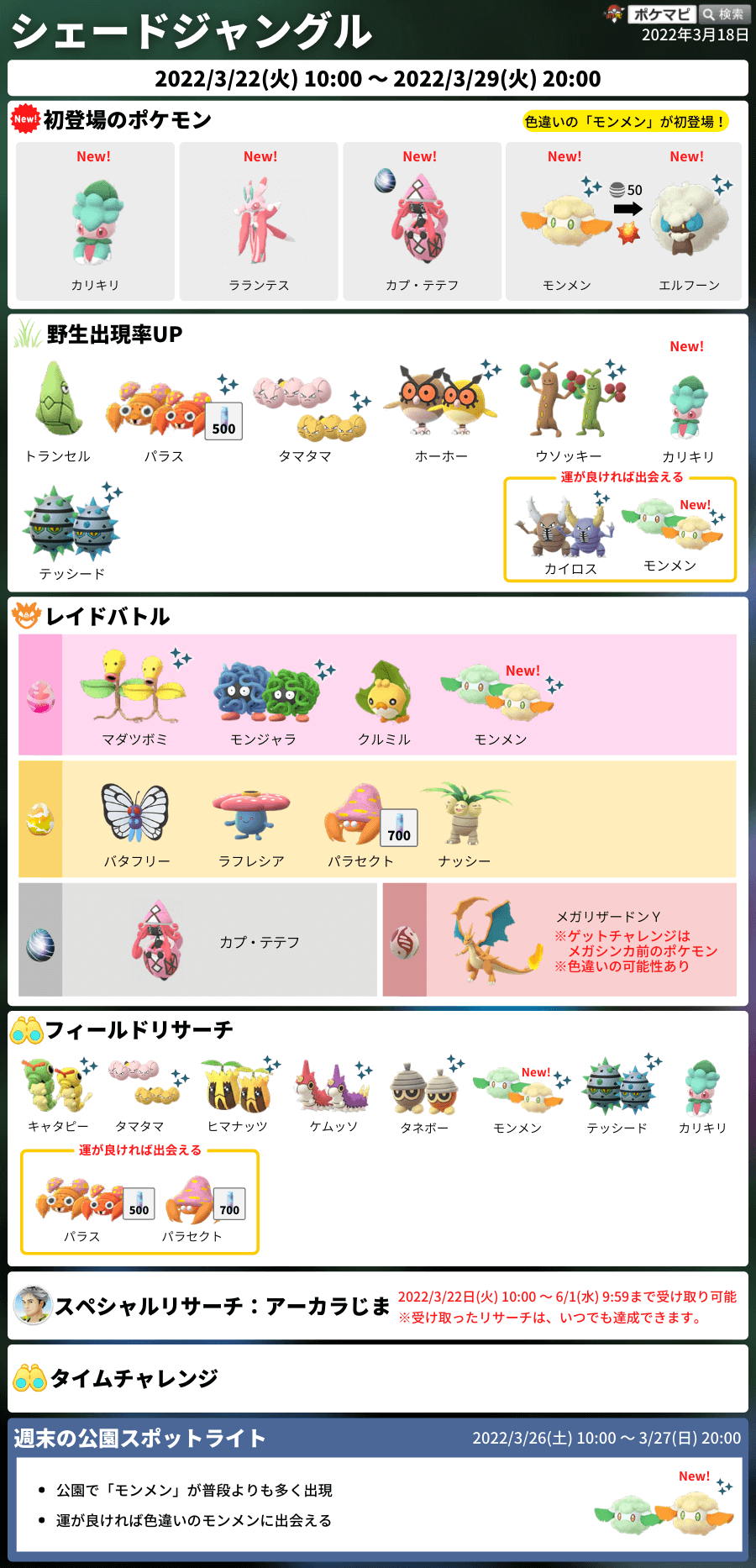 ポケモンgo 22年3月のイベント内容まとめ 大発見 伝説レイド メガレイド 新イベントなど