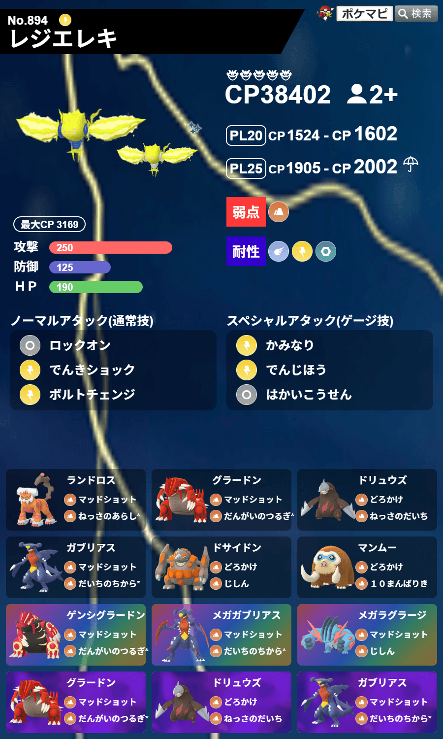 ポケモンGO】レジエレキのレイドアワー｜現地時間 2026/3/25(水)18時～19時
