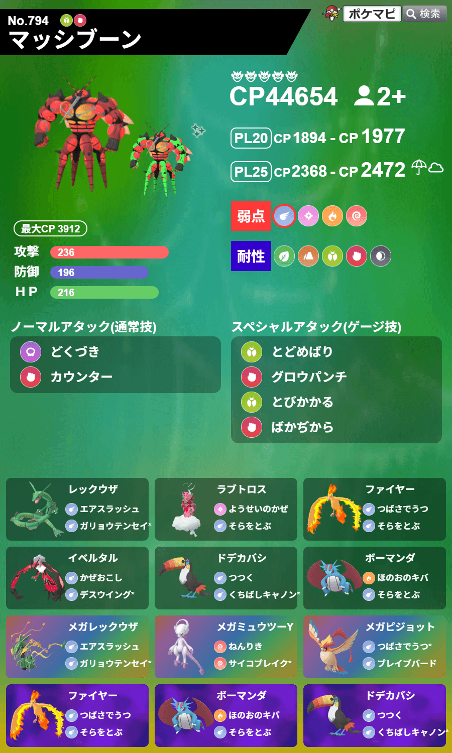 ポケモンGO】マッシブーン、フェローチェ、デンジュモクのレイドアワー